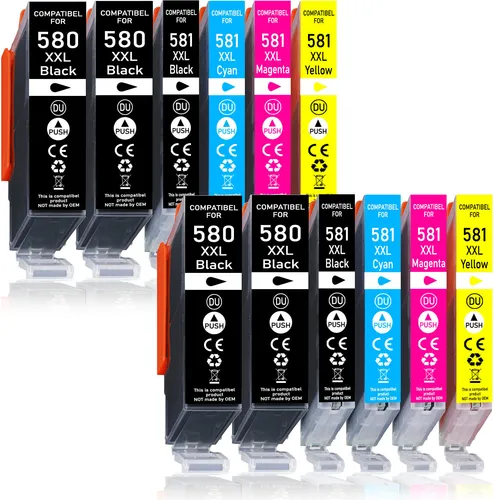 12er Pack Druckerpatronen 580 581 XXL kompatibel mit Canon TS9550