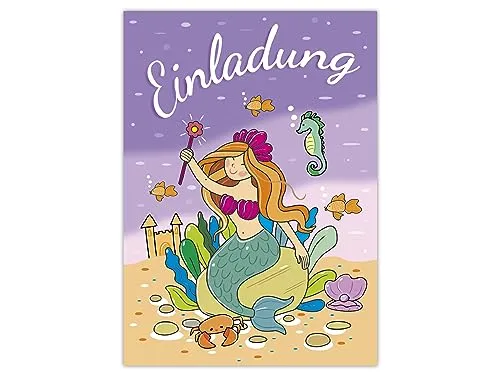 Limonia 12 Einladungskarten zum Kindergeburtstag Einladung Geburtstag Mädchen Meerjungfrau Nixe Mermaid Meer