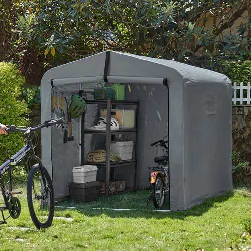 SoBuy Foliengerätehaus KLS11 - Geräteschuppen mit wetterfestem Design, UV- und Regenschutz für optimalen Schutz Ihrer Fahrräder und Geräte im Freien.