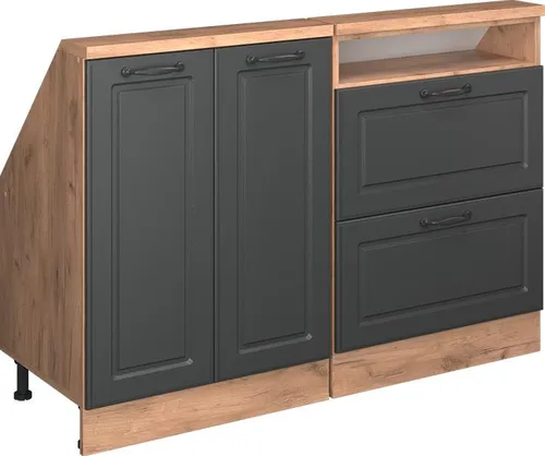 Vicco Unterschrank R-Line, Anthrazit Landhaus / Goldkraft Eiche, 120 cm 2er Set - Unterschrank für Dachschrägen, bietet stilvollen Stauraum und passt perfekt unter die Schräge – ideal zur Ordnung in Ihrer Küche.
