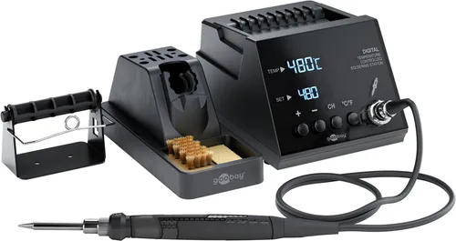 Goobay Digitale Lötstation 70W mit LED-Anzeige - Präzise Lötstation mit 70 W, erreicht schnell 480 °C. Ideal für Hobby und Profis. Mit gut lesbarer LED-Anzeige und speicherbarer Zieltemperatur für effizientes Arbeiten.
