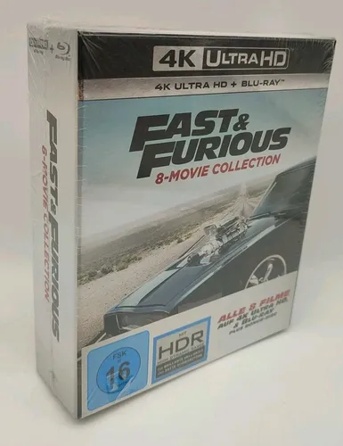 Fast & Furious - 1-8 Movie Collection 4K Ultra HD - Filme: Erleben Sie die komplette Fast & Furious Saga in atemberaubendem 4K Ultra HD für ein unvergleichliches Action-Erlebnis.