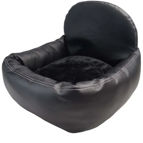 Extra pflegeleichter Hunde Leder Look Autositz - Verstärkter Autositz für kleine und mittlere Hunde - hochwertiger und wasserfester Hundeautositz für den Beifahrersitz im Auto (L-Größe, Schwarz) kompatibel für Renault Thalia II