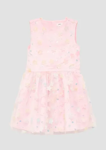 s.Oliver Minikleid Festives Tüllkleid mit Pailletten - Elegantes Kleid für besondere Anlässe, ausgestellt mit Rundhalsausschnitt und dekorativen Pailletten, ideal für festliche Events.