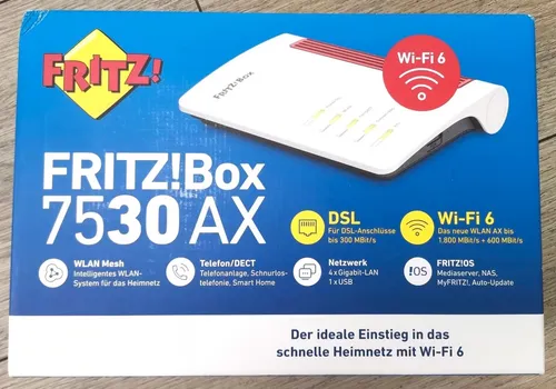 FRITZ!Box 7530 AX - Dual-Band Wi-Fi 6 Router mit 1800 Mbit/s, ideal für schnelles und stabiles Internet im ganzen Zuhause
