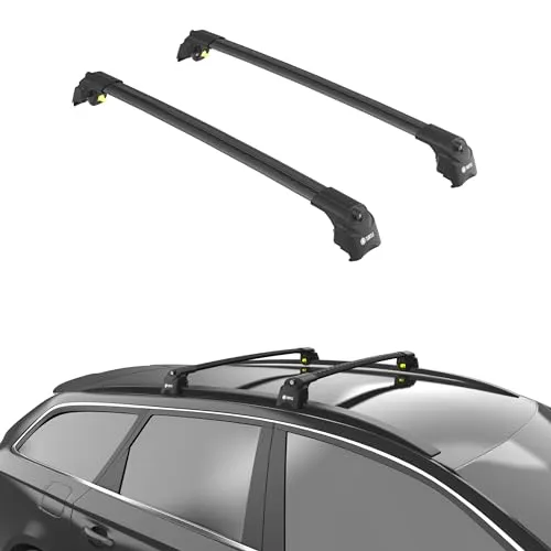 TURTLE BMW Ix1 (U11) 2022-2024 Air2 Dachträger | Schwarz - Hochwertiger Dachträger für BMW Ix1 (U11), Traglast bis 75 kg, ideal für vielseitigen Transport von Sport- und Campingausrüstung, sorgt für eine kraftstoffeffiziente Fahrt.