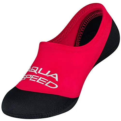 Aqua Speed Badesocken Neopren | Schwimmsocken für Mädchen Jungen | Aquasocken Anti-Rutsch | Neoprensocken Wasser | Baden Socken Schwimmbad | Swim Socks | Gr. 36-37 | 31 Rot - Schwarz