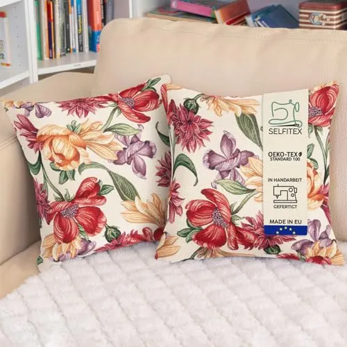 Selfitex 2er Set Bunte Sofakissen 40x40 cm mit Füllkissen - Setze farbige Akzente in deinem Wohnraum mit diesen hochwertigen Sofakissen. Sie bieten zusätzlichen Komfort und sind ideal zum Entspannen. Die abriebfeste Kissenhülle ist leicht zu reinigen und sorgt für langanhaltende Freude.