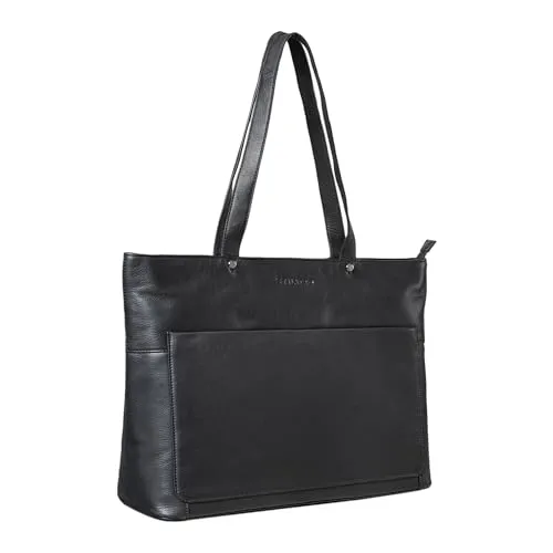 STILORD Astrid Shopper Handtasche Leder Damen Schultertasche Vintage Ledertasche mit Laptopfach Elegante Businesstasche Aktentasche für Frauen Echtleder Farbe:schwarz