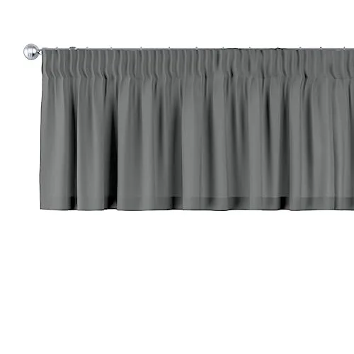 Dekoria Kurzgardine Quadro in Grau 130 x 40 cm - Fenstervorhänge, stilvolle Bistrogardine mit Kräuselband, ideal für platzsparende Fensterdekoration und vielseitig kombinierbar.