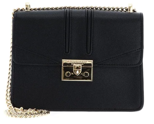Seidenfelt Roros Umhängetasche 21cm - Elegante black-gold Kombination - Damentaschen mit Reißverschlussfach für sicheren Stauraum, ideal für stilbewusste Frauen - Größe: 21cm x 6.5cm x 16.5cm.