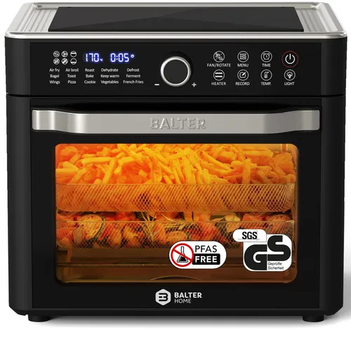 Balter Heißluftfritteuse XXL 22L Airfryer 16 in 1 - Heißluftfritteusen, vielseitige 16-in-1-Funktion mit 200 Rezepten und schneller Zubereitung dank 1700W Leistung – ideal für kreative Küchenchefs!