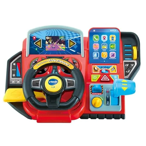 Vtech Abenteuer Lernlenkrad – Interaktives Spielzeug für kleine Entdecker - Elektronisches Spielzeug für die Frühförderung mit 3 Spielmodi, 23 Melodien und einem 2,4" LCD-Farbbildschirm. Fördert Vorschulwissen in Zahlen, Buchstaben und Problemlösung.