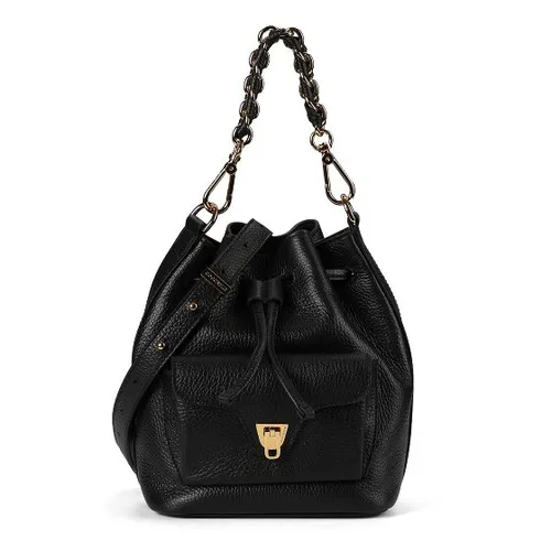 COCCINELLE Beat Generatio Bucket Bag Umhängetasche in Schwarz - Damentaschen, stilvolle Umhängetasche aus 100% Rindsleder mit verstellbarem Zugbandverschluss, ideal für Freizeit und Alltag.