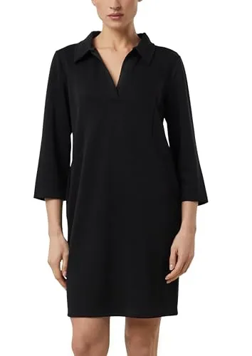 Comma Kurzes Jerseykleid mit Polokragen und Eingrifftaschen - Elegantes Jerseykleid mit Polokragen und praktischen Eingrifftaschen. Ideal für legere Anlässe, bietet es einen bequemen Regular Fit und 3/4-Ärmel für einen modernen Look.
