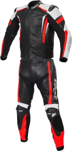 Büse Track 2-Teiler Damen Motorrad Lederkombi, schwarz/rot, 38 - Hochwertige Damen-Motorradkombi aus robustem Rindleder mit elastischen Einsätzen für optimalen Komfort. Perfekt für passionierte Bikerinnen, die Wert auf Sicherheit und Stil legen.
