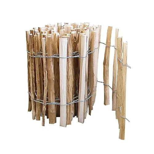 Staketenzaun Haselnuss 90 x 400 cm, gerollt - Holzzäune, natürlicher Sichtschutz aus hochwertigem Haselnuss-Holz, ideal für Garten und Terrasse