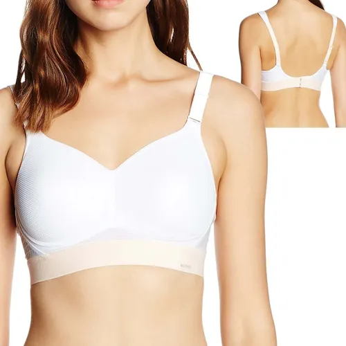 TriAction Damen Gepolstert Sport-BH Hybrid Lite P, Weiß (Gr. 70B) - Funktionsunterwäsche mit innovativem Dynamic Lite Gewebe für optimale Flexibilität und langanhaltende Passform. Leicht gepolsterte Cups und verstellbare Träger sorgen für hohen Tragekomfort.