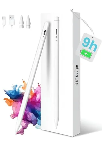 S T Design Eingabestift für iPad USB-C - Stylus Pencil 2. Generation, Schnellladen und kompatibel mit Apple iPads (2018-2024)