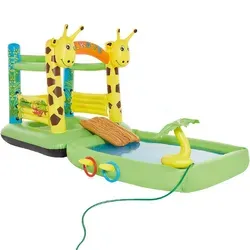 Wehncke Hüpfburg und Spielpool Giraffe mit Rutsche - Swimmingpools - Vielseitige Nutzung als Hüpfburg und Spielpool, integrierte Rutsche und erfrischende Sprühfunktion für unvergessliche Kinderspiele.