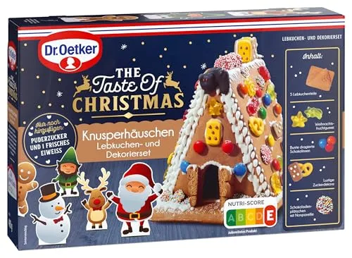 Dr. Oetker Knusper-Häuschen, Lebkuchenhaus und Dekorierset zum Basteln und Verzieren für die Weihnachtszeit - 1 x 403 g