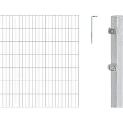 Alberts Doppelstabmatten Zaun 140 cm, 22 m Komplettset - Gartenzäune aus feuerverzinktem Stahl, langlebig und rostfrei. Ideal für eine sichere und preiswerte Einzäunung Ihres Grundstücks.