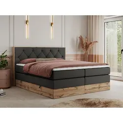 MKS MEBLE King Boxspringbett 180x200 mit Bettkasten und Matratze H4 - Elegantes Boxspringbett mit Stauraum, 7-Zonen Taschenfederkern-Matratzen für optimalen Schlafkomfort und wahlweise Härtegrad H3 oder H4.