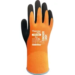 Wonder Grip® WG-338 Arbeitshandschuh Thermo Plus, Gr. XL/10, vollständig doppelt latexbeschichtet, Kälteschutz, Hitzeschutz, Schnittschutz, 1x Paar L/R, orange/schwarz