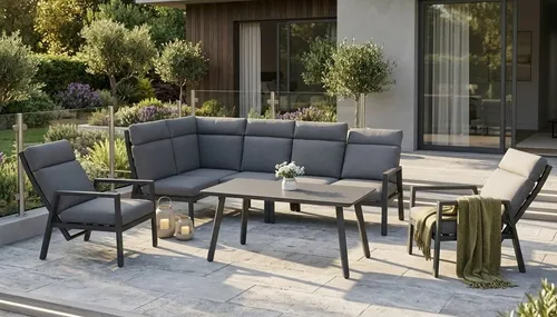 Gardissimo LUGANO Alu Ecklounge Gartenmöbel Sitzgruppe - Moderne Alu Ecklounge von Gardissimo mit verstellbaren Rückenlehnen für höchsten Sitzkomfort. Ideal für entspannte Abende im Freien. Wetterfestes Material und bequeme, wasserabweisende Kissen sorgen für langanhaltende Freude.