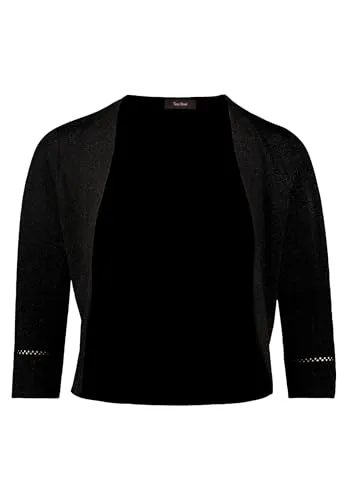 Vera Mont Damen Strickbolero ohne Verschluss Schwarz, Größe XXXL - Eleganter Strickbolero mit 3/4-Ärmeln und glitzerndem Muster. Ideal für festliche Anlässe und vielseitig kombinierbar. Mit figurumspielender Passform für einen stilvollen Look.