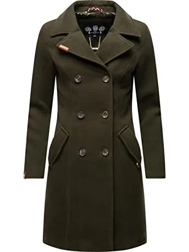 MARIKOO Damen Mantel Nanakoo Dark Green Gr. 5XL – Eleganter Wollmantel-Optik Trenchcoat - Stylischer Damen Trenchcoat in Wollmantel-Optik mit Reverskragen von Marikoo. Perfekt kombinierbar für elegante und urbane Looks – ideal für die kalte Jahreszeit!