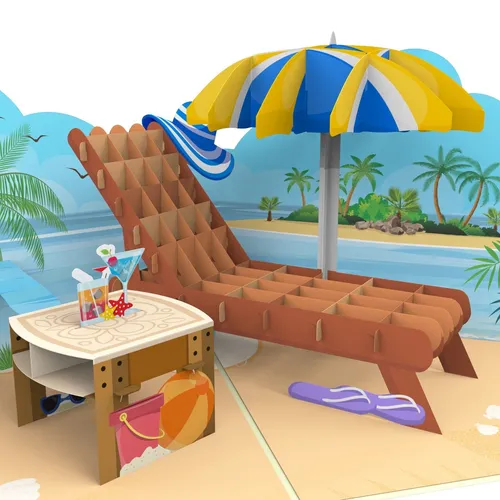 LIMAH® Pop-Up 3D Grußkarte Urlaub | Reise-Gutschein, Geschenk, Ruhestand, Karte