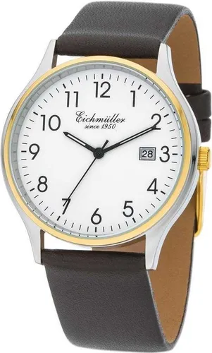 Eichmüller Quarzuhr Herrenuhr 3051-05 - Bicolor-Armbanduhr mit braunem Lederband, elegantes Design und präzises Quarzwerk, ideal für Business und Freizeit.