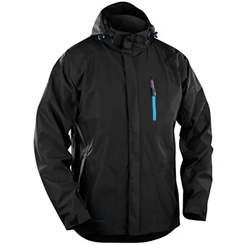 Blakläder Regenjacke, schwarz, Unisex-Größe: 2XL - Regenjacke für Herren und Damen, extrem leicht und atmungsaktiv mit 5.000 mm Wassersäule, ideal für wechselhaftes Wetter. Ausgestattet mit abnehmbarer Kapuze und mehreren Taschen.