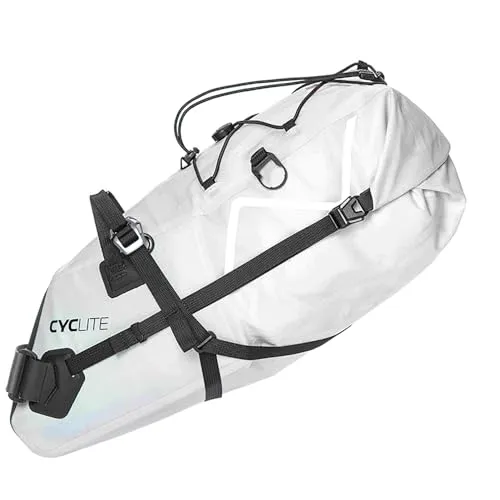 Saddle Bag 01 - Satteltasche light grey - Fahrradtaschen, ultraleichte und 100% wetterfeste Satteltasche mit 12,9 Litern Volumen, ideal für Bikepacking und Langstreckenfahrten.