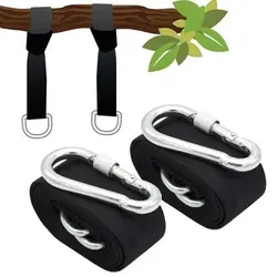 AMANKA 300kg Schaukel Befestigung mit Karabiner Haken - Befestigungsmaterial für Hängematten & Schwebesessel - 300 kg starke, reißfeste Gurte mit Baum- und UV-Schutz für sichere Aufhängung drinnen und draußen.