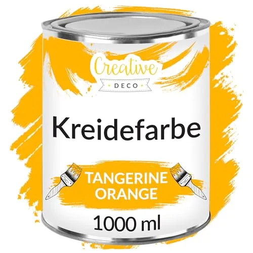 Creative Deco Kreidefarbe Kreidefarbe für Möbel Möbelfarbe Landhaus Vintage Matt Abwaschbar, auf Wasserbasis, Wisch-Effekt Gradient-Effekt möglich orange