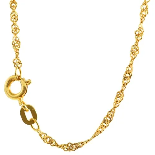 hoplo holzenplotz Goldkette Singapurkette 1,6 mm 333-8 Karat 45 cm - Elegante Singapurkette aus 333 - 8 Karat Gold, 1,6 mm breit, 45 cm lang. Juwelierqualität, hochglanzpoliert und diamantiert. Ideal für Damen, mit präzisem Federringverschluss und in stilvollem Schmucketui.