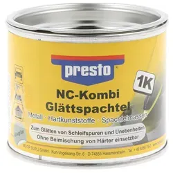 PRESTO finish NC-Kombi Glättspachtel 250 g - Ideal für das Glätten und Egalisieren von Oberflächen. Der hochwertige Spachtel sorgt für eine porenfreie Basis und optimale Vorbereitung für Grundierung und Lackierung.