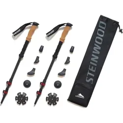 Steinwood Premium Carbon Wanderstöcke Teleskop - Ultraleichte Trekkingstöcke für Damen und Herren, gelenkschonend mit ergonomischen Korkgriffen und Quick-Lock System