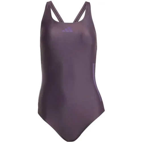 Adidas Damen 3 Stripes C-Back Badeanzug, Aurora Black/Aurora Plum, Größe 38 - Stylischer Badeanzug aus 78 % recyceltem Polyamid und 22 % Elasthan, bietet optimale Passform und Bewegungsfreiheit. Ideal für den Schwimmsport und entspannte Tage am Wasser.