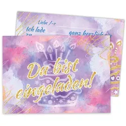 LIMONIA Einladungskarten zum Geburtstag Einladungen Karten Aquarell Erwachsene Kinder, Einladungskarten Aquarell Karte für Feiern