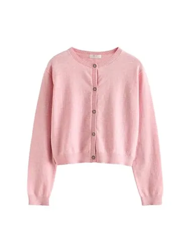 Next Strickjacke mit Knöpfen in Rosa (116/6J) - Strickjacke für Kinder, aus 80% Baumwolle für hohen Tragekomfort und ideale Passform, perfekt für die Übergangszeit.