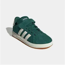 adidas Unisex Kinder Grand Court 00s Shoes - Sneaker mit regulärer Passform, elastischen Schnürsenkeln und Klettverschluss für einfaches Anziehen, Obermaterial aus Wildleder und Synthetik sorgt für hohen Tragekomfort.