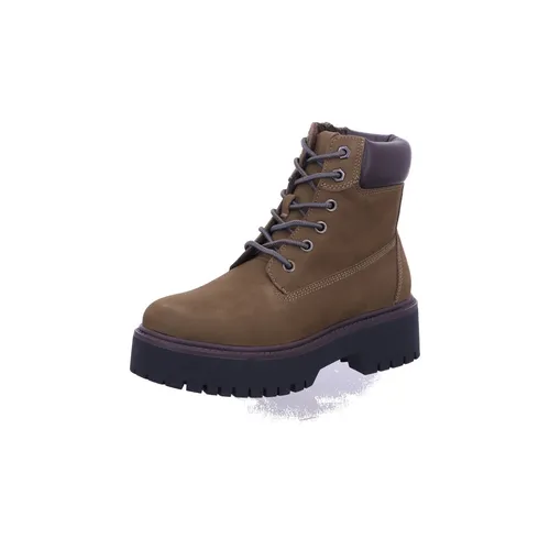 Bullboxer 6TT1070201 9735 Grüne Boots Gr. 36 - Stylische grüne Boots mit Schnürsenkel und 20 mm Blockabsatz. Aus atmungsaktivem Rauleder für optimalen Tragekomfort im Alltag.