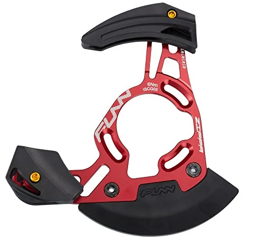 FUNN Zippa DH Kettenführung, ISCG05 Schnittstelle, BSA Adapter inklusive, 32T-38T, Kettenprotektor für Mountainbike (Rot)