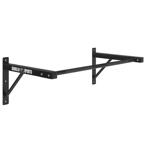 GORILLA SPORTS Klimmzugstange Wandmontage - Hochwertige Pull Up Bar für effektives Heimtraining - Klimmzugstange für Zuhause, bis 150 kg belastbar, mit ergonomischen gerändelten Griffen für optimalen Halt beim Krafttraining.