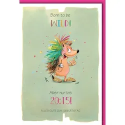 Geburtstag - Karte mit Umschlag - Bunter Igel, gezeichnet