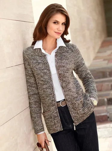 Witt Strickjacke taupe-meliert - Bequeme Cardigan aus 100% Polyacryl, ideal für eine modische Lagenlooks. Maschinenwaschbar und mit praktischem Reißverschluss für einfachen Einstieg.