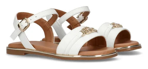 Tommy Hilfiger Glitzersandale - Sandale in Weiß-Gold mit eleganter Zierkette, ideal für festliche Anlässe. Gepolsterte Innensohle für hohen Tragekomfort.